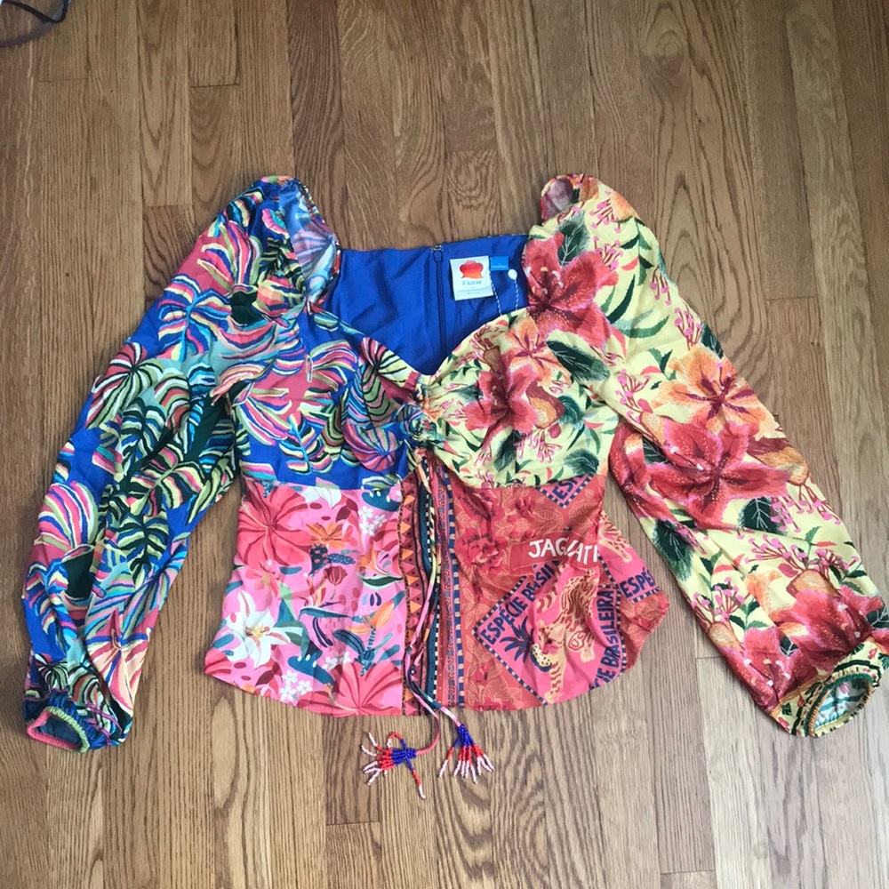 Farm Rio/ Anthro size large shirt/blouse